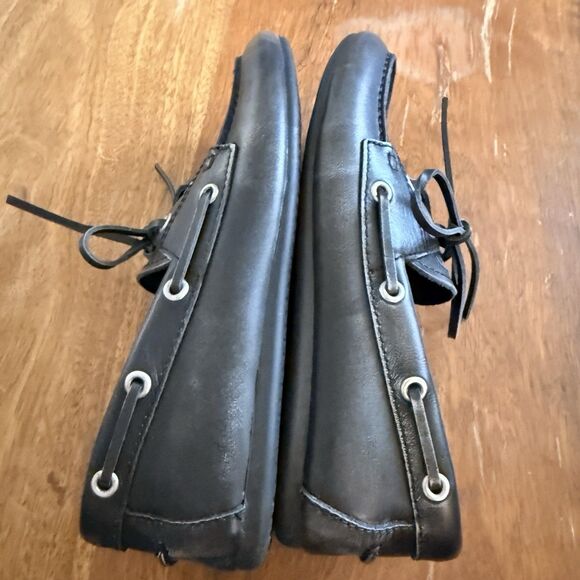 Bibi Lou Anthropologie Boat Shoes Sz EU 37 US 6-6.5 Black Leather Lace Up - Picture 8 of 10